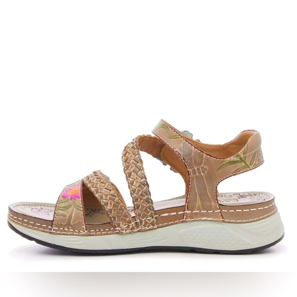 L'Artiste Brissa Sandals- Grey/Multicolor Butterfly Floral Print Women’s Sandals - Picture 4 of 16